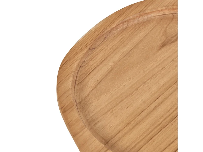 Planche à découper ronde 18 cm en bois de teck avec manche – EKIA