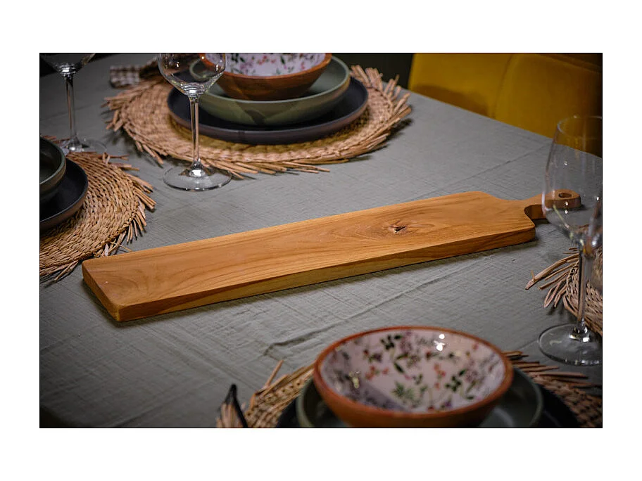 Longue planche à découper 61 cm en bois de teck avec manche - ERRA