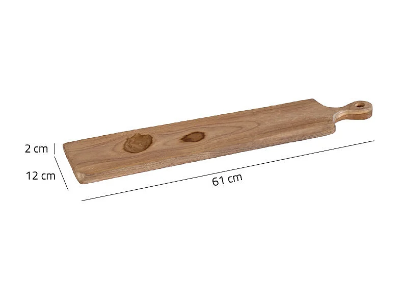 Longue planche à découper 61 cm en bois de teck avec manche - ERRA
