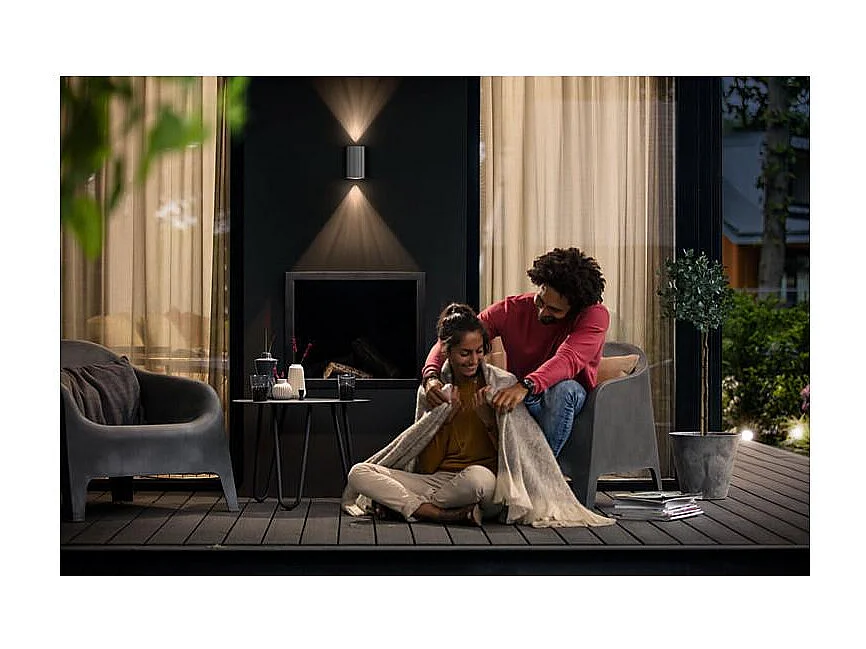 Applique da Parete LED 2x4.5W Per Esterni Doppia Luce Regolabile Buxus Argento