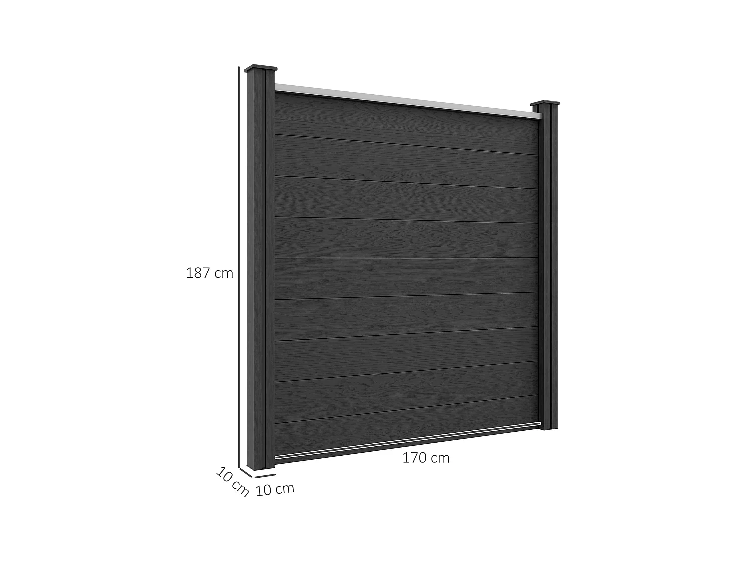Clôture de jardin brise vue occultant modulable WPC bois composite alu gris