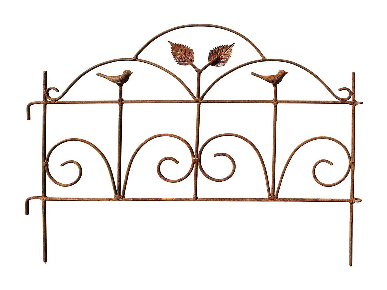 Bordure de jardin décorative en fer forgé rouillé unitaire