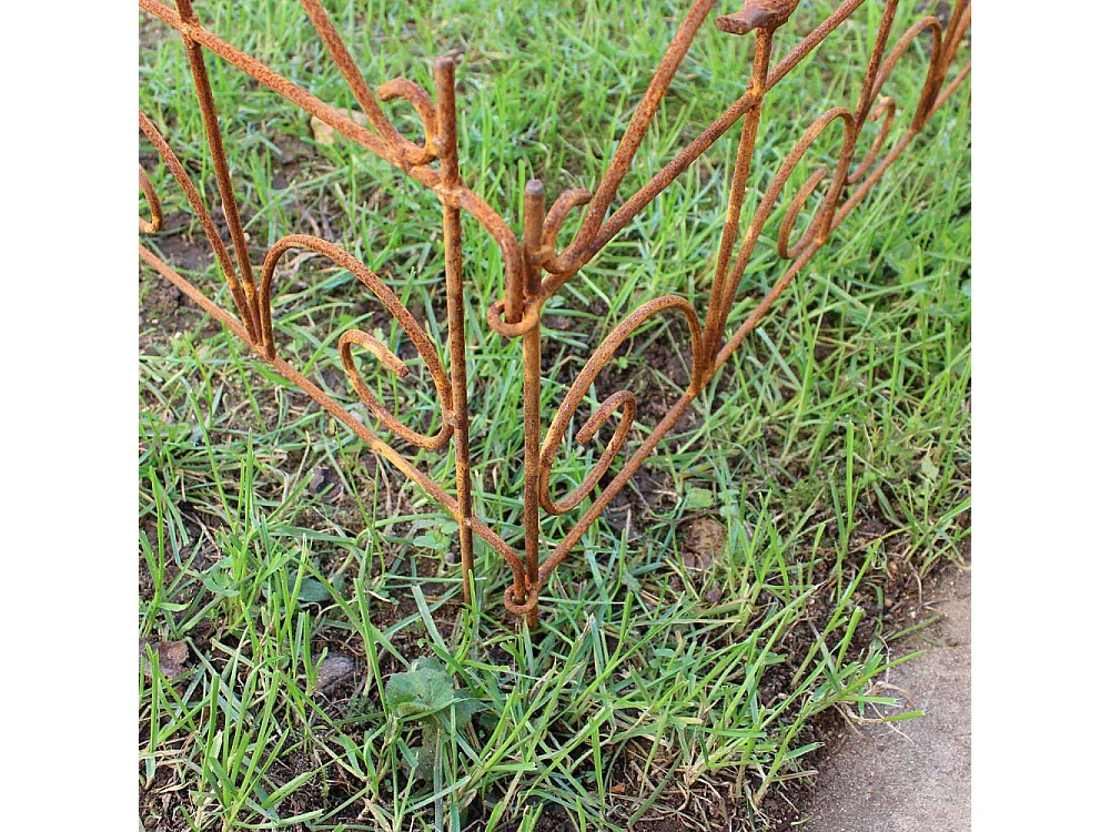 Bordure de jardin décorative en fer forgé rouillé unitaire