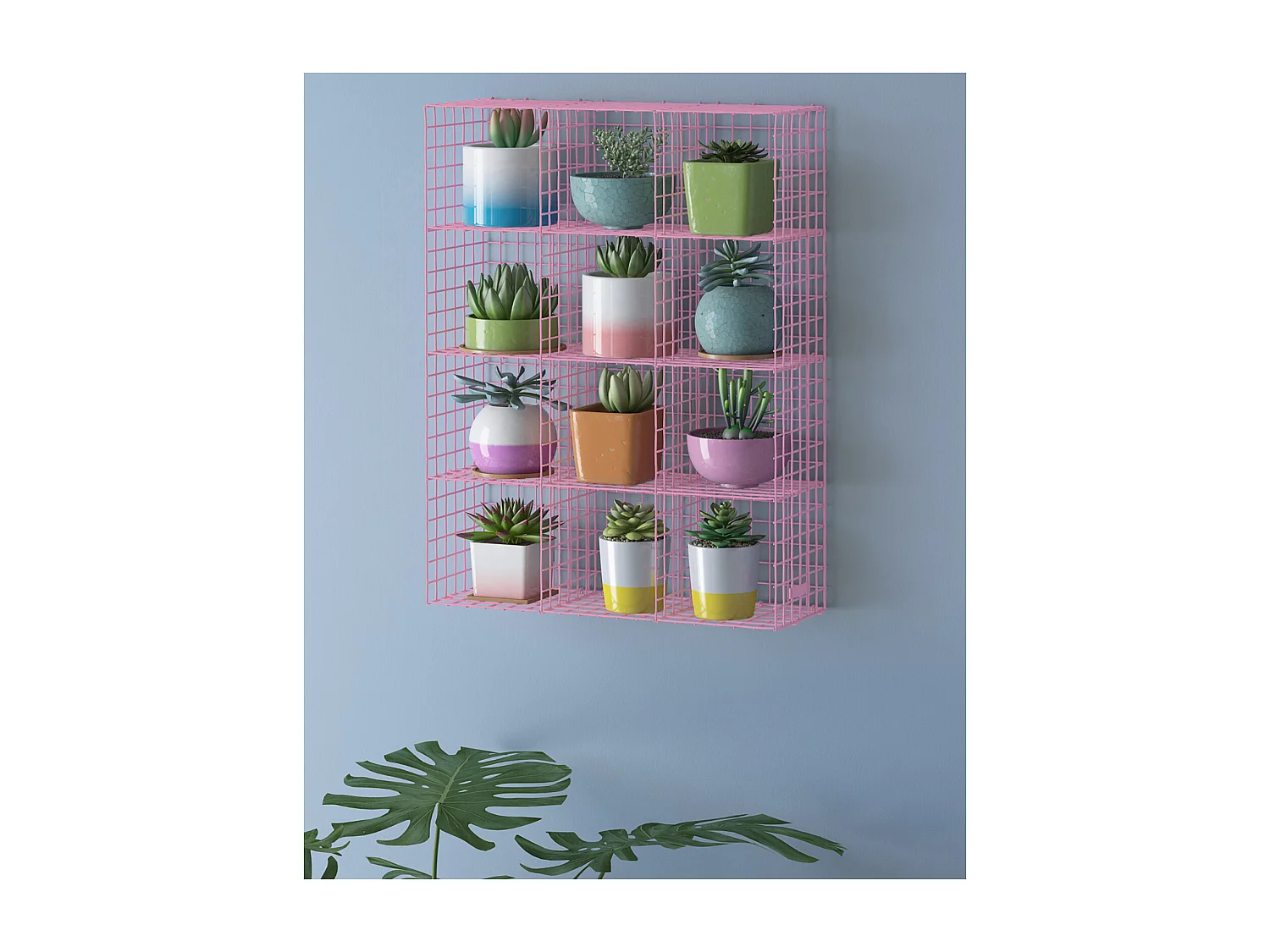CUP RACK | Setzkasten mit 12 Fächern aus rosa Metall, klein
