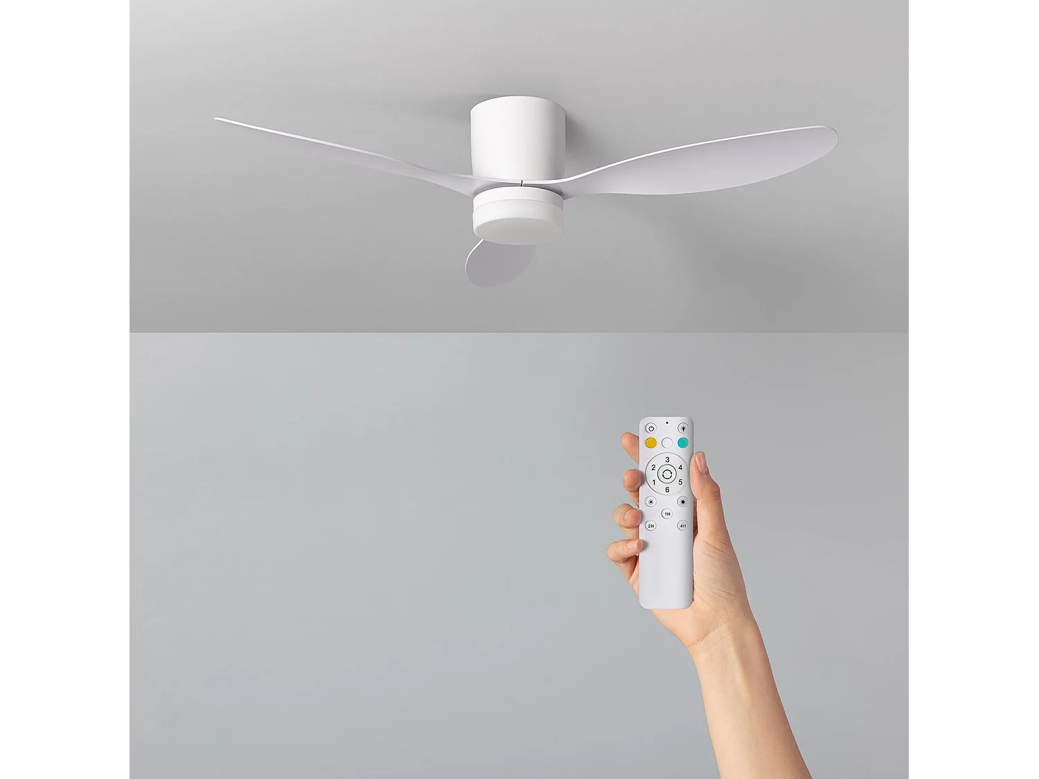 Ventilateur de Plafond Silencieux Weimar Blanc 132cm Moteur DC Blanc  Avec lumière, Télécommande, Wifi: