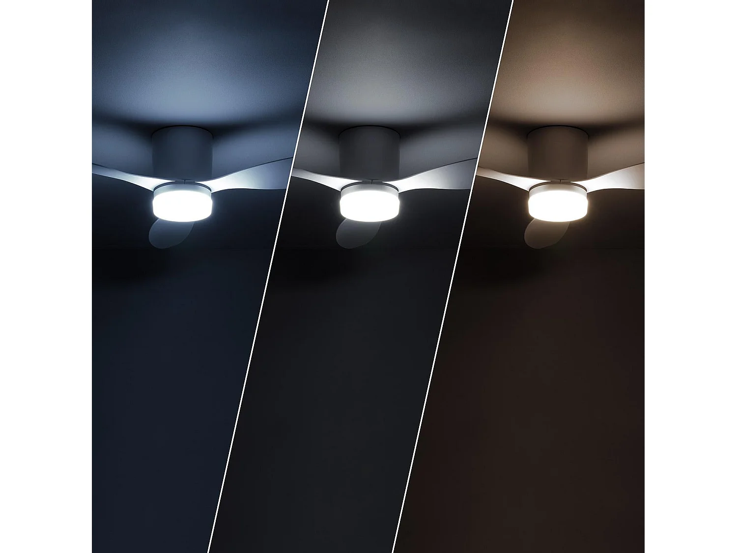 Ventilateur de Plafond Silencieux Weimar Blanc 132cm Moteur DC Blanc  Avec lumière, Télécommande, Wifi: