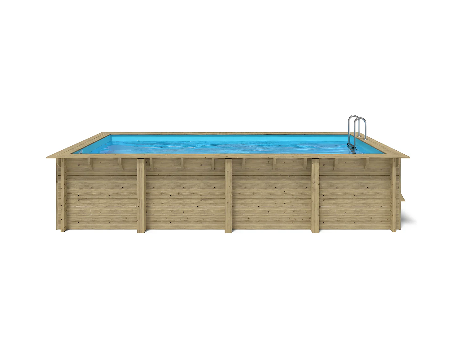 WATERCLIP - Piscine bois rectangulaire 620 x 300 cm - Autoclave IV - Liner 70/100 - Rainurée languette + Filtration 11m3/h + Echelle - ELLY