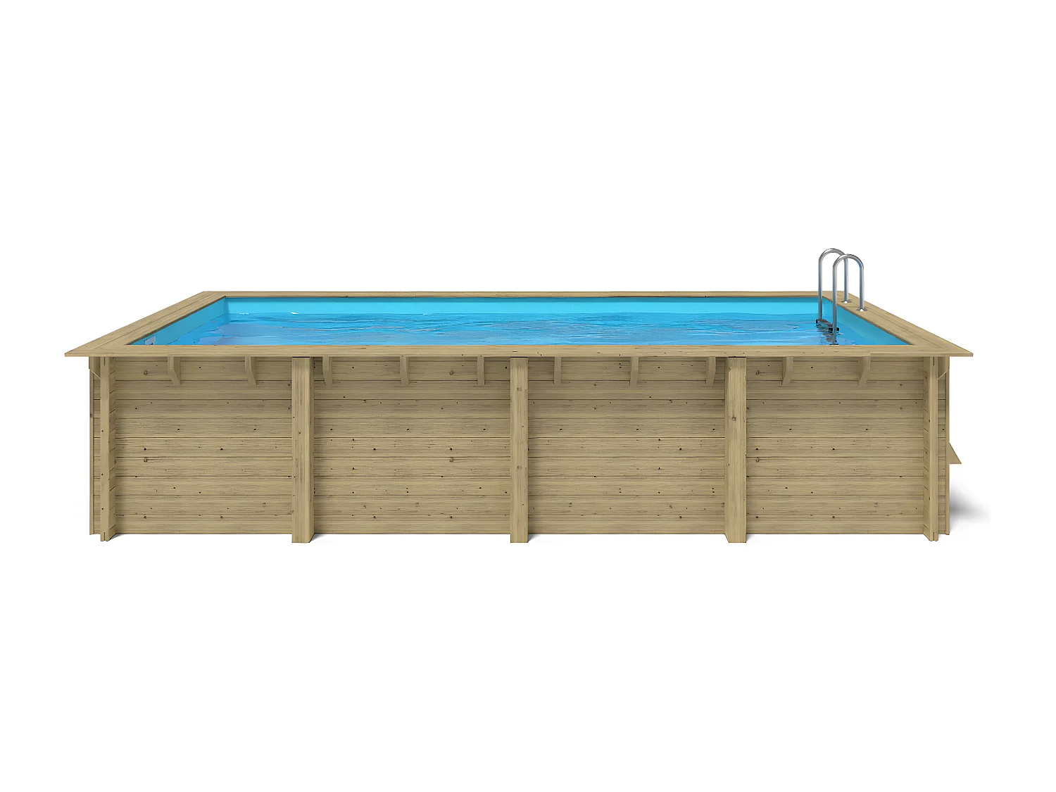 WATERCLIP - Piscine bois rectangulaire 620 x 300 cm - Autoclave IV - Liner 70/100 - Rainurée languette + Filtration 11m3/h + Echelle - ELLY
