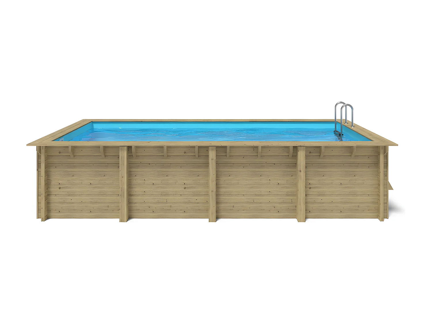 WATERCLIP - Piscine bois rectangulaire 620 x 300 cm - Autoclave IV - Liner 70/100 - Rainurée languette + Filtration 11m3/h + Echelle - ELLY