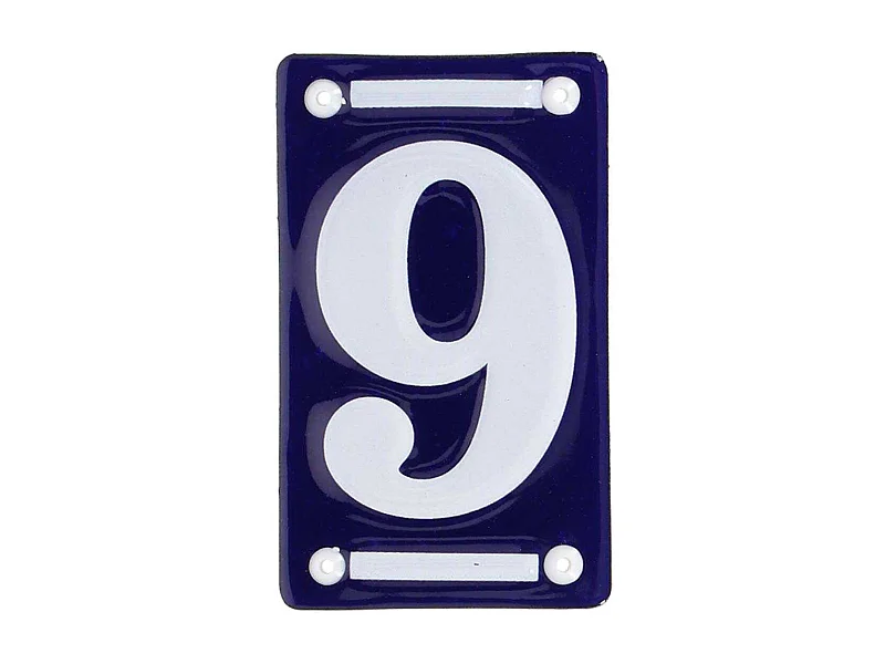 Numéro de maison en fer émaillé Chiffre 9