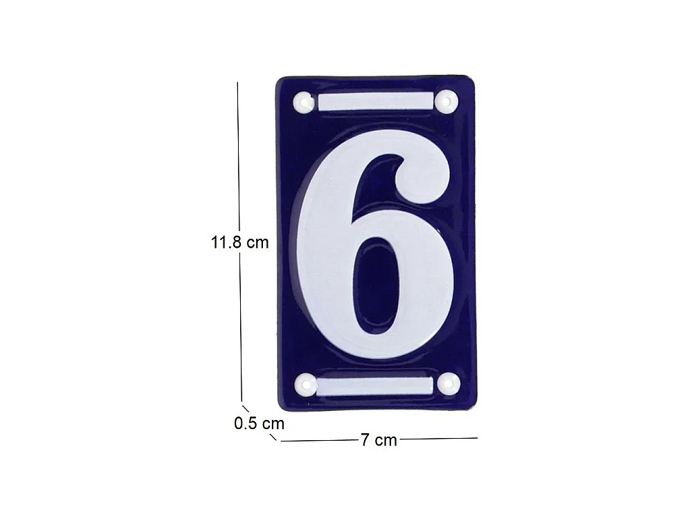 Numéro de maison en fer émaillé Chiffre 6