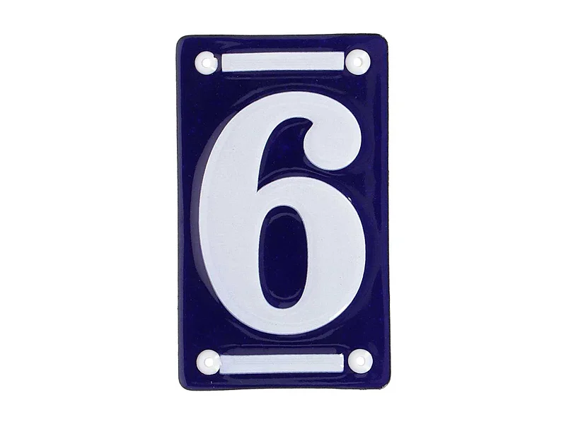 Numéro de maison en fer émaillé Chiffre 6