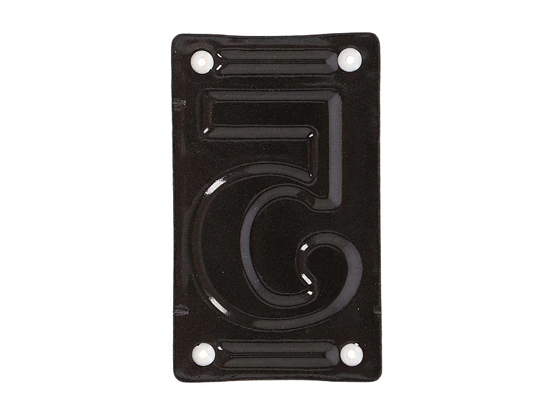 Numéro de maison en fer émaillé Chiffre 5