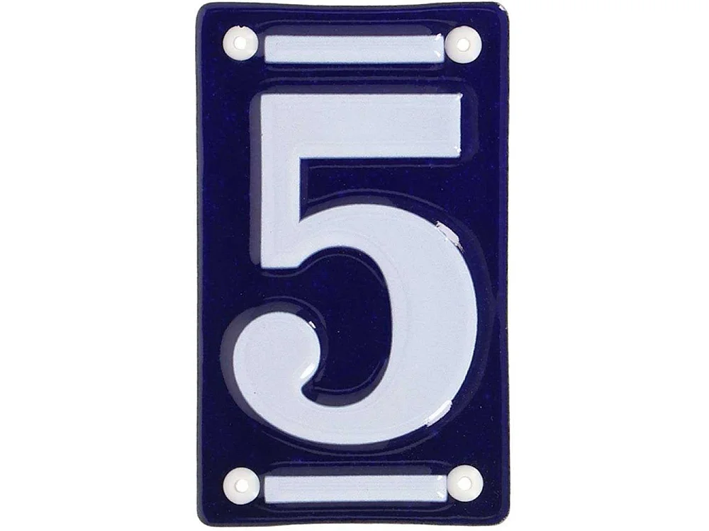 Numéro de maison en fer émaillé Chiffre 5