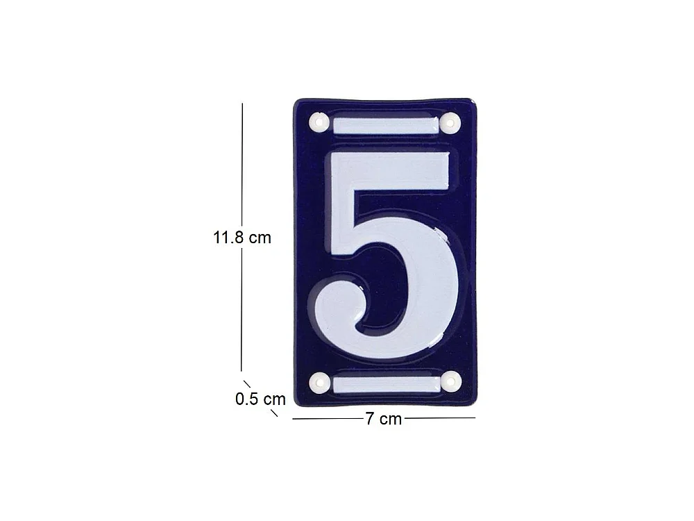 Numéro de maison en fer émaillé Chiffre 5