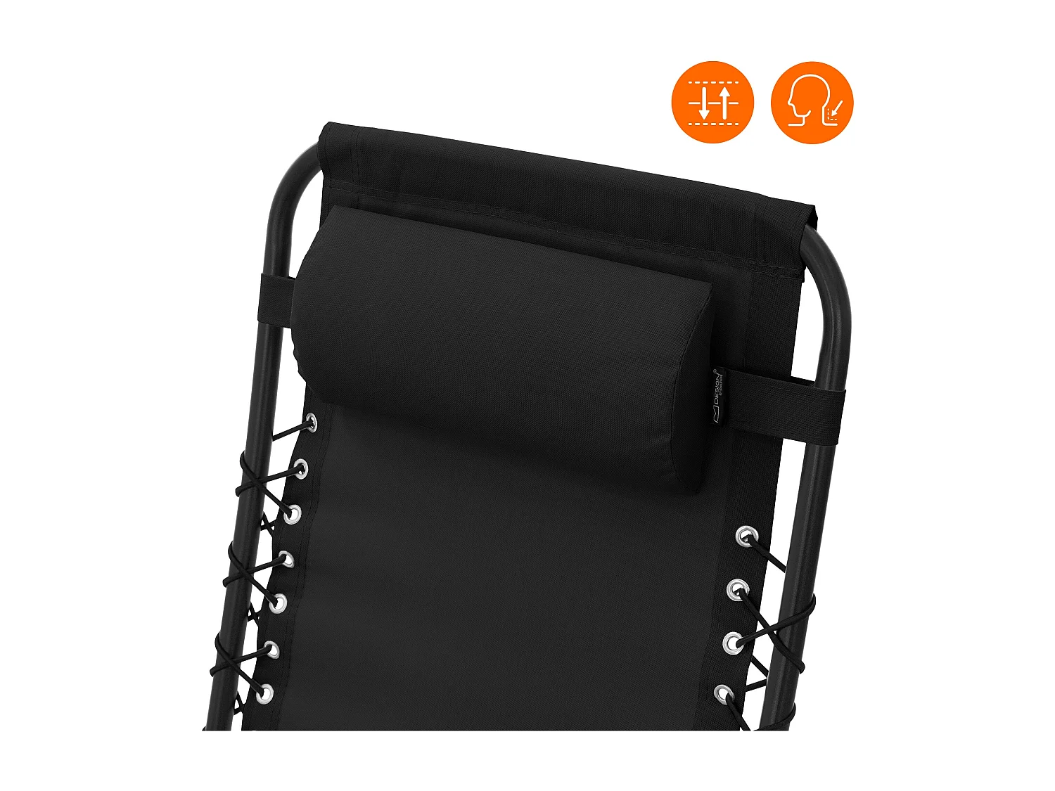 Tumbona plegable negra silla de playa o piscina con reposacabezas y portavasos