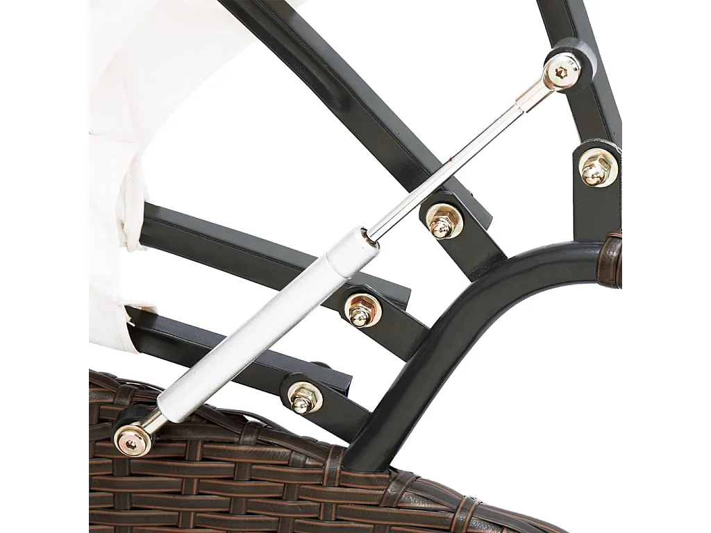 Loungebed met luifel poly rattan bruin