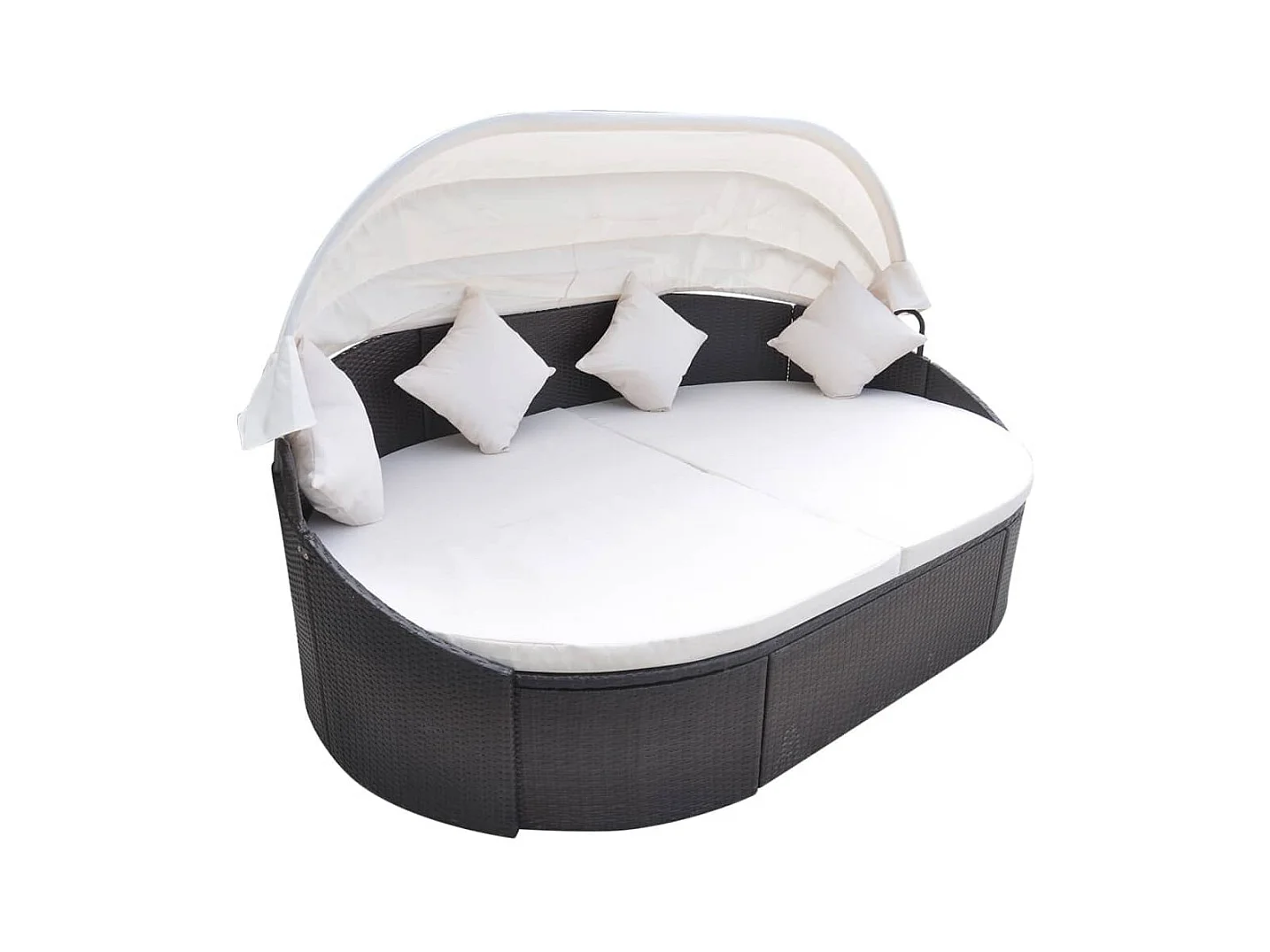 Outdoor-Loungebett mit Dach Poly Rattan Braun