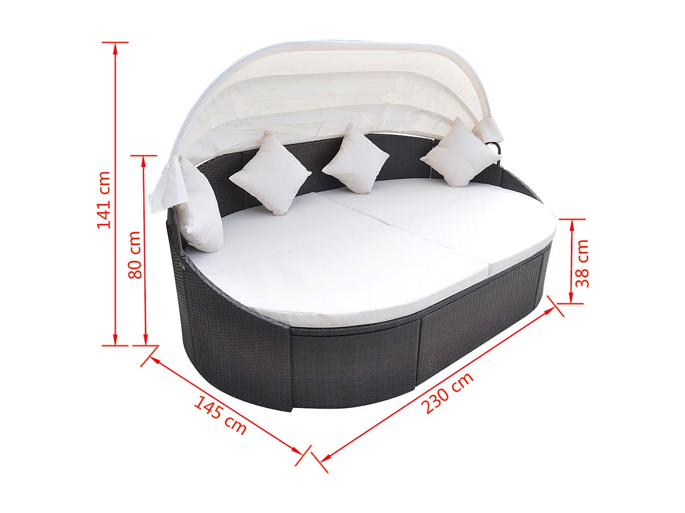 Chaise longue de jardin avec auvent Résine tressée Marron