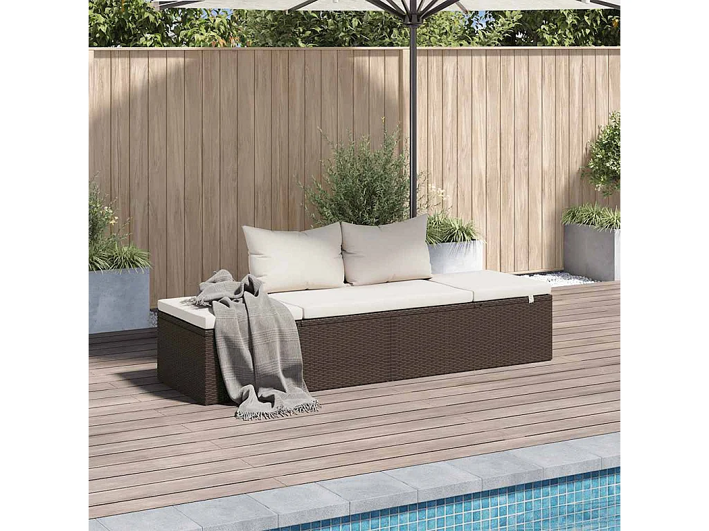 Tuinbed 195x60 cm poly rattan bruin