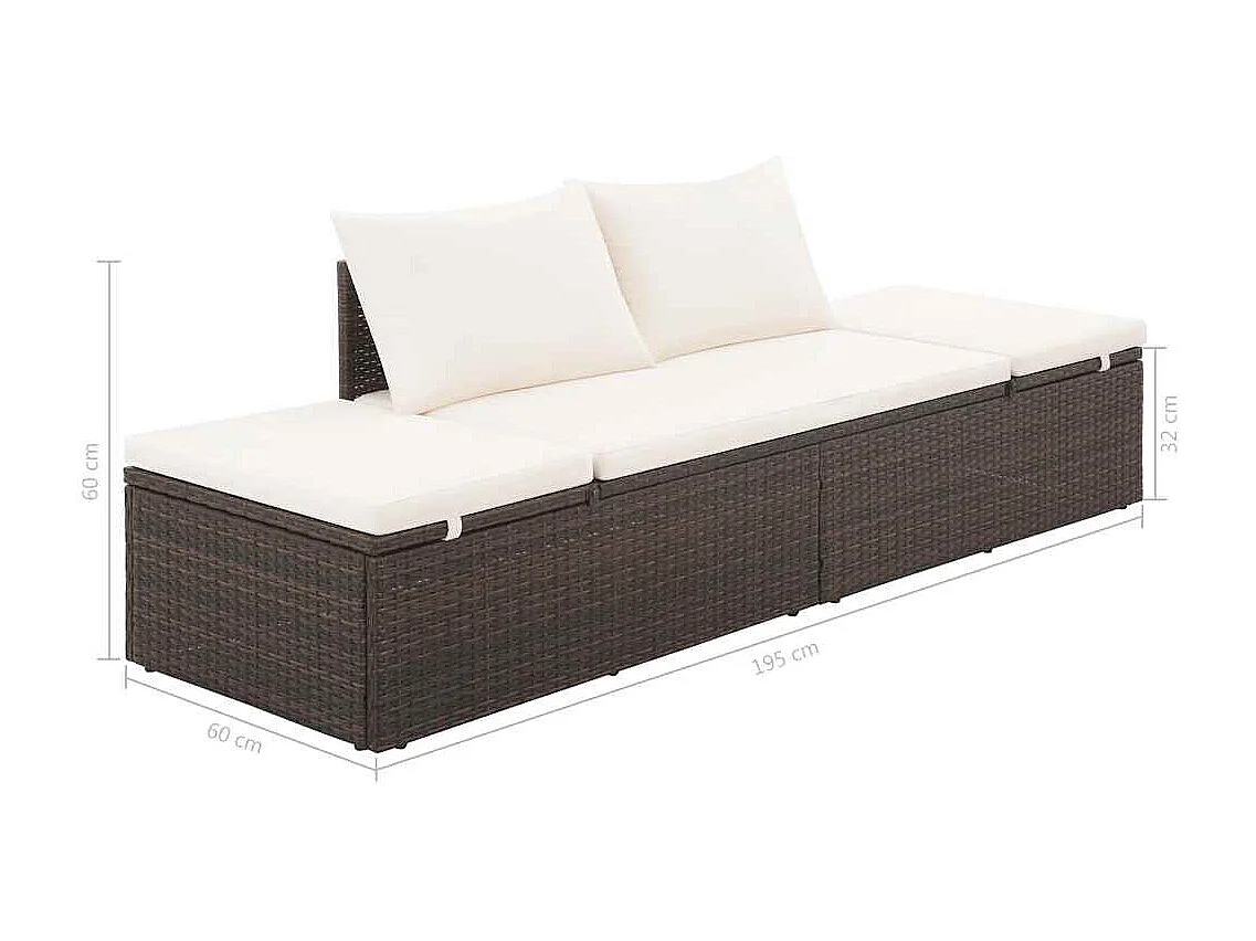 Tuinbed 195x60 cm poly rattan bruin