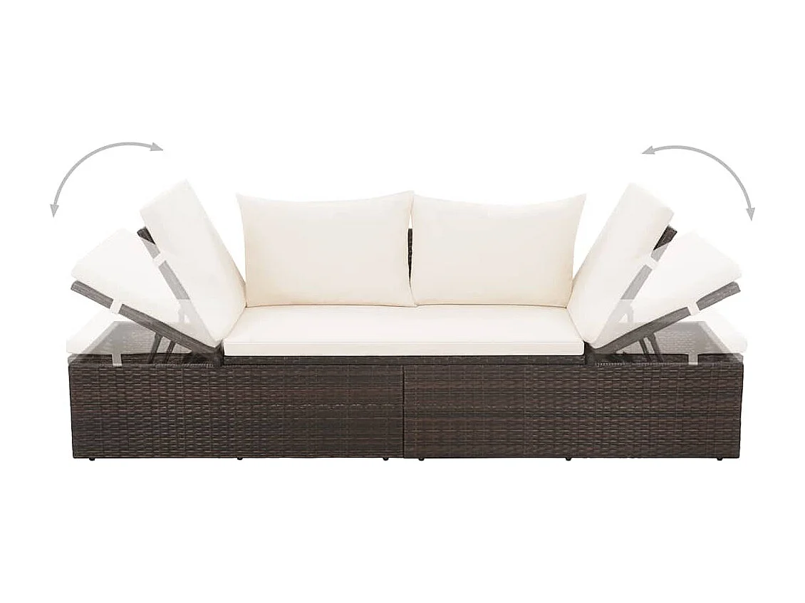 Tuinbed 195x60 cm poly rattan bruin