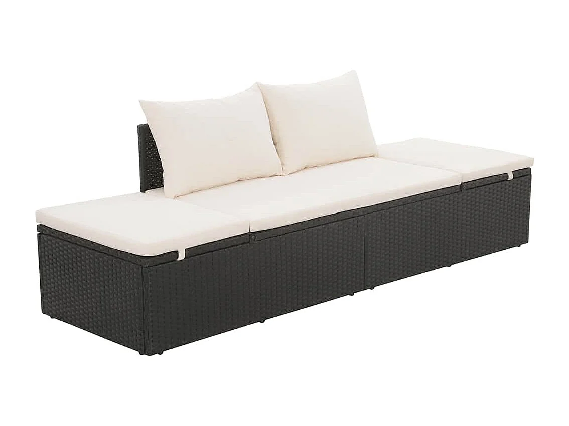 Gartenbett Schwarz 195×60 cm Poly Rattan