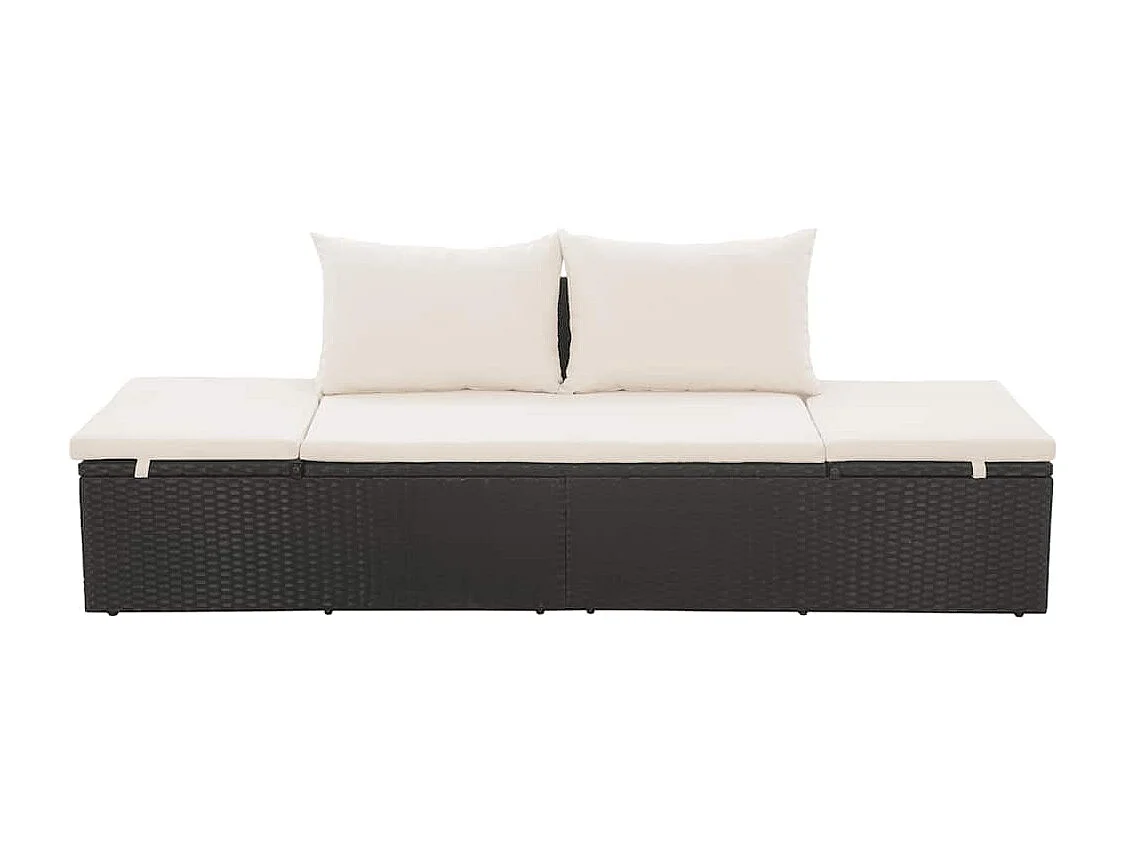 Gartenbett Schwarz 195×60 cm Poly Rattan