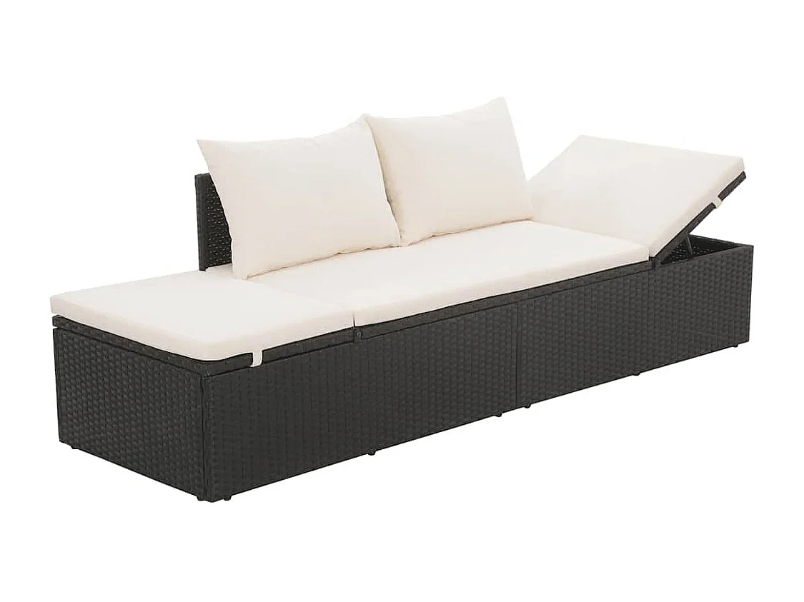Gartenbett Schwarz 195×60 cm Poly Rattan