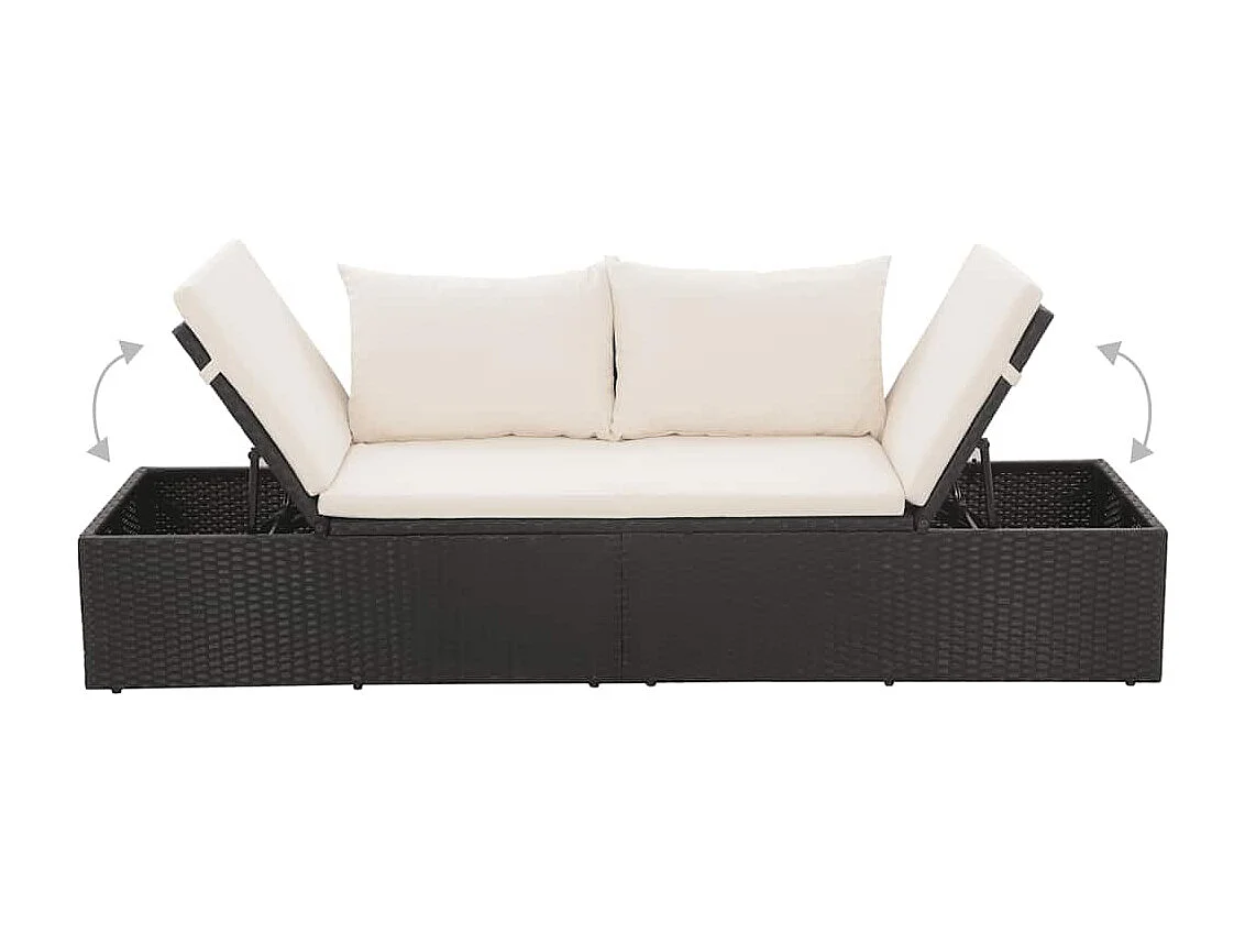 Gartenbett Schwarz 195×60 cm Poly Rattan