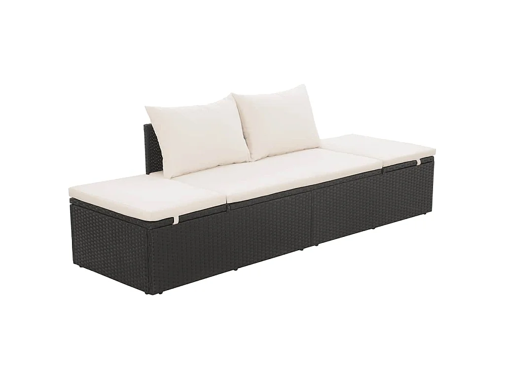 Lit de jardin Noir 195x60 cm Résine tressée