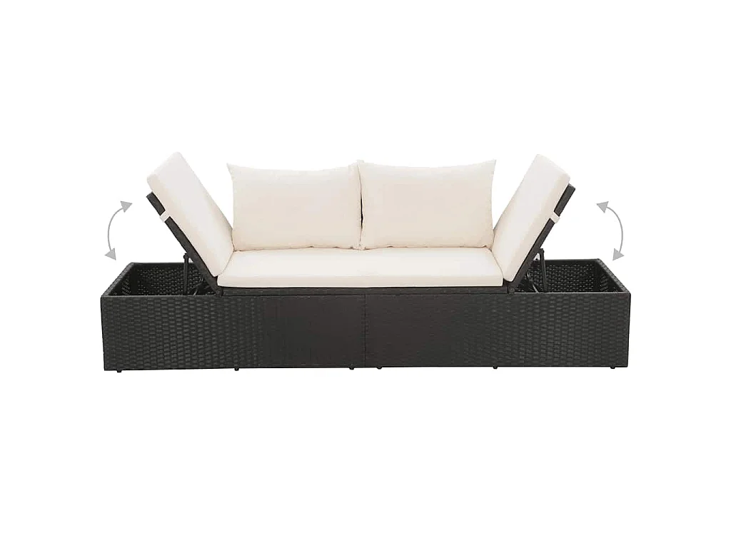 Lettino da Giardino Nero 195x60 cm in Polyrattan