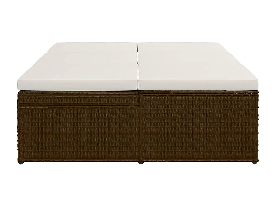 Chaise longue convertible avec coussin Résine tressée Marron