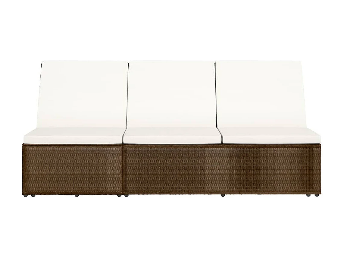 Chaise longue convertible avec coussin Résine tressée Marron