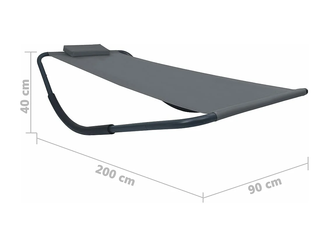 Tumbona de acero gris 200x90 cm