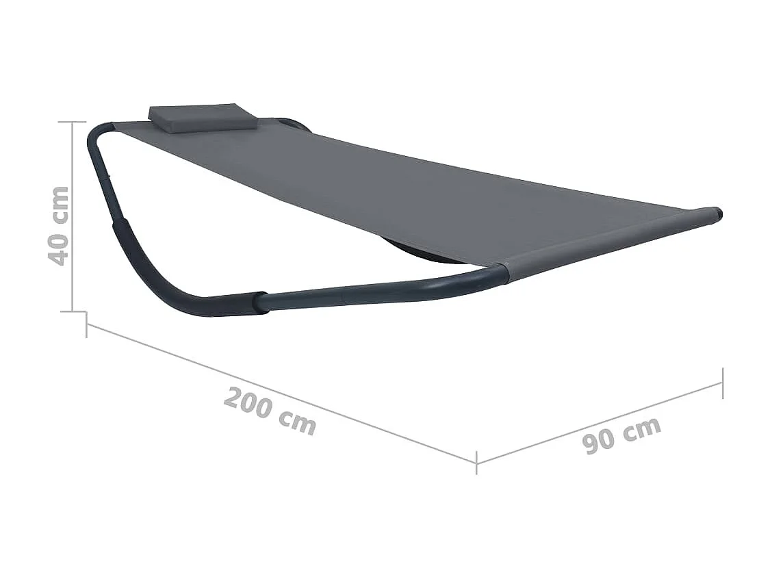Tumbona de acero gris 200x90 cm
