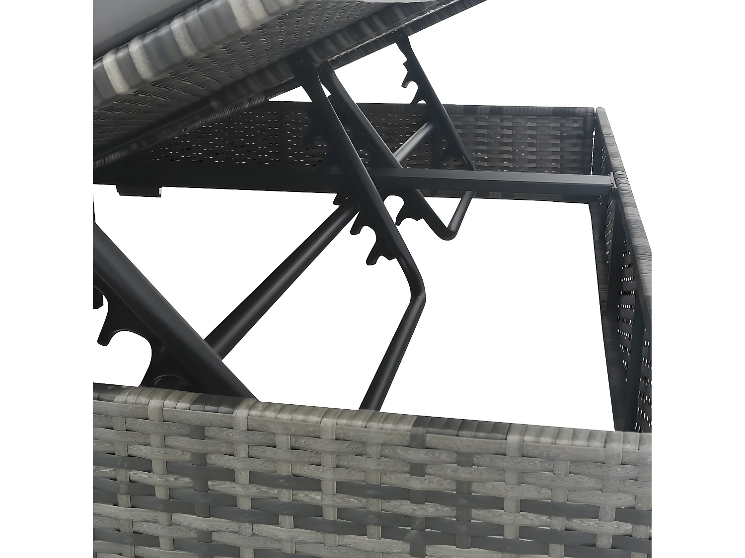 Chaise longue d'extérieur avec parasol Résine tressée Gris