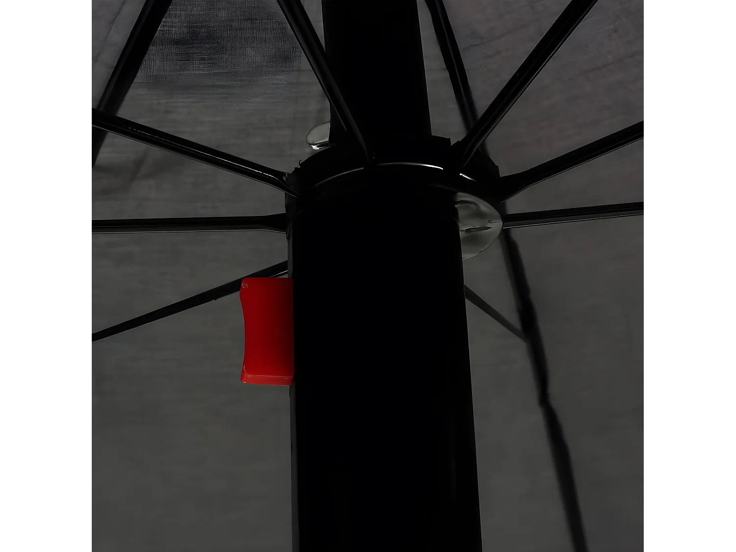 Chaise longue d'extérieur avec parasol Résine tressée Gris