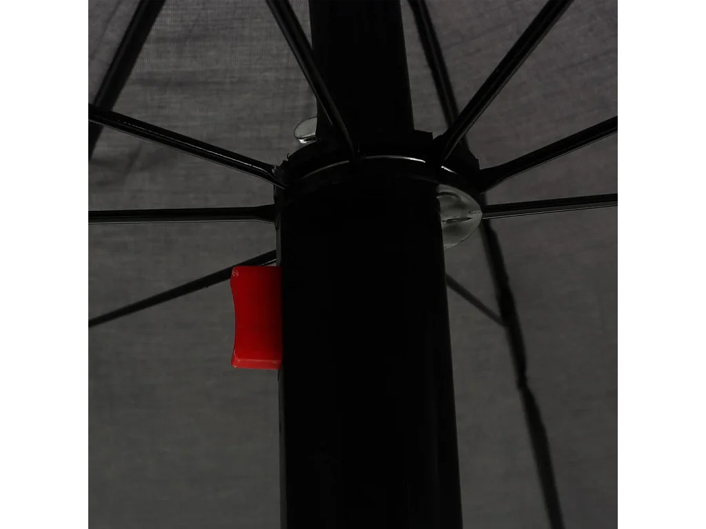 Chaise longue d'extérieur avec parasol Résine tressée Gris