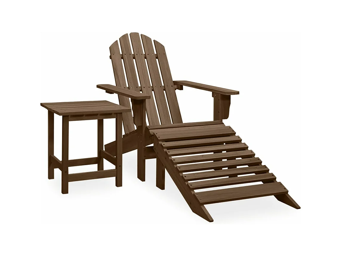 Chaise de jardin Adirondack avec pouf et table Sapin Marron