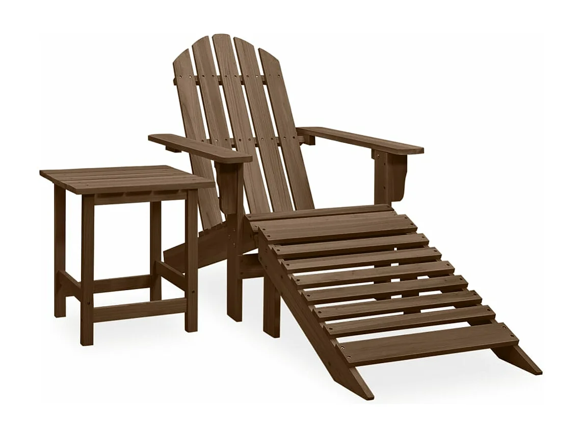 Sedia Adirondack con Ottomana e Tavolo Abete Massello Marrone