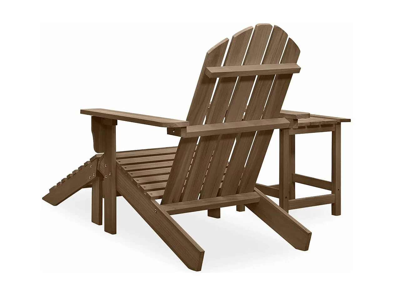 Sedia Adirondack con Ottomana e Tavolo Abete Massello Marrone