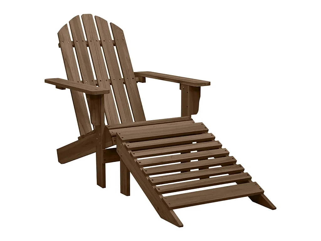 Chaise de jardin Adirondack avec pouf et table Sapin Marron