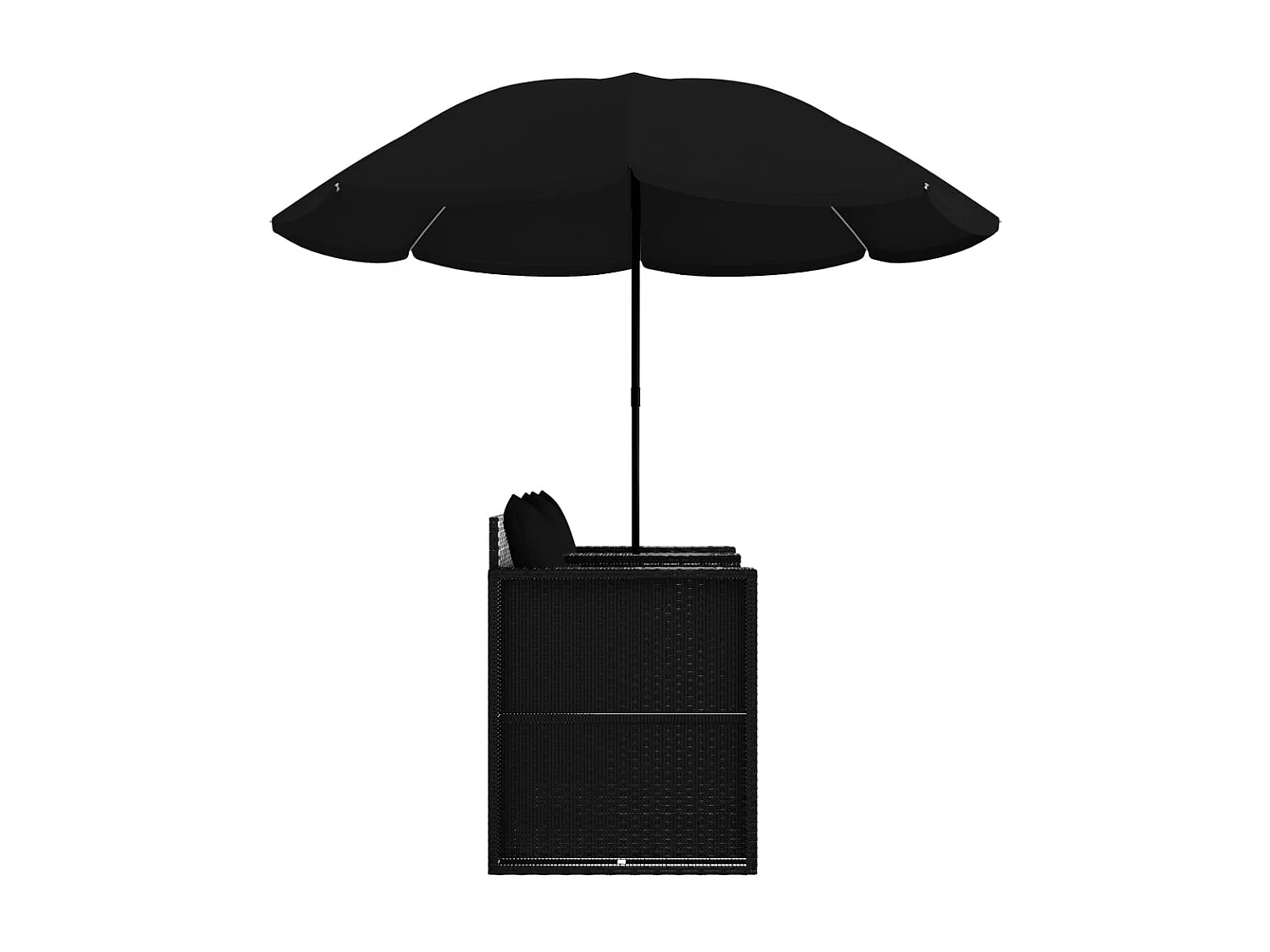 Gartenbett mit Sonnenschirm Poly Rattan Schwarz