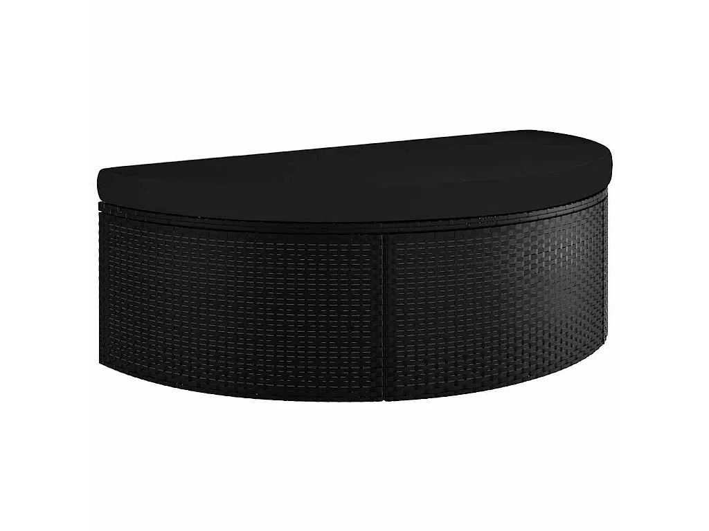 Gartenbett mit Sonnenschirm Poly Rattan Schwarz