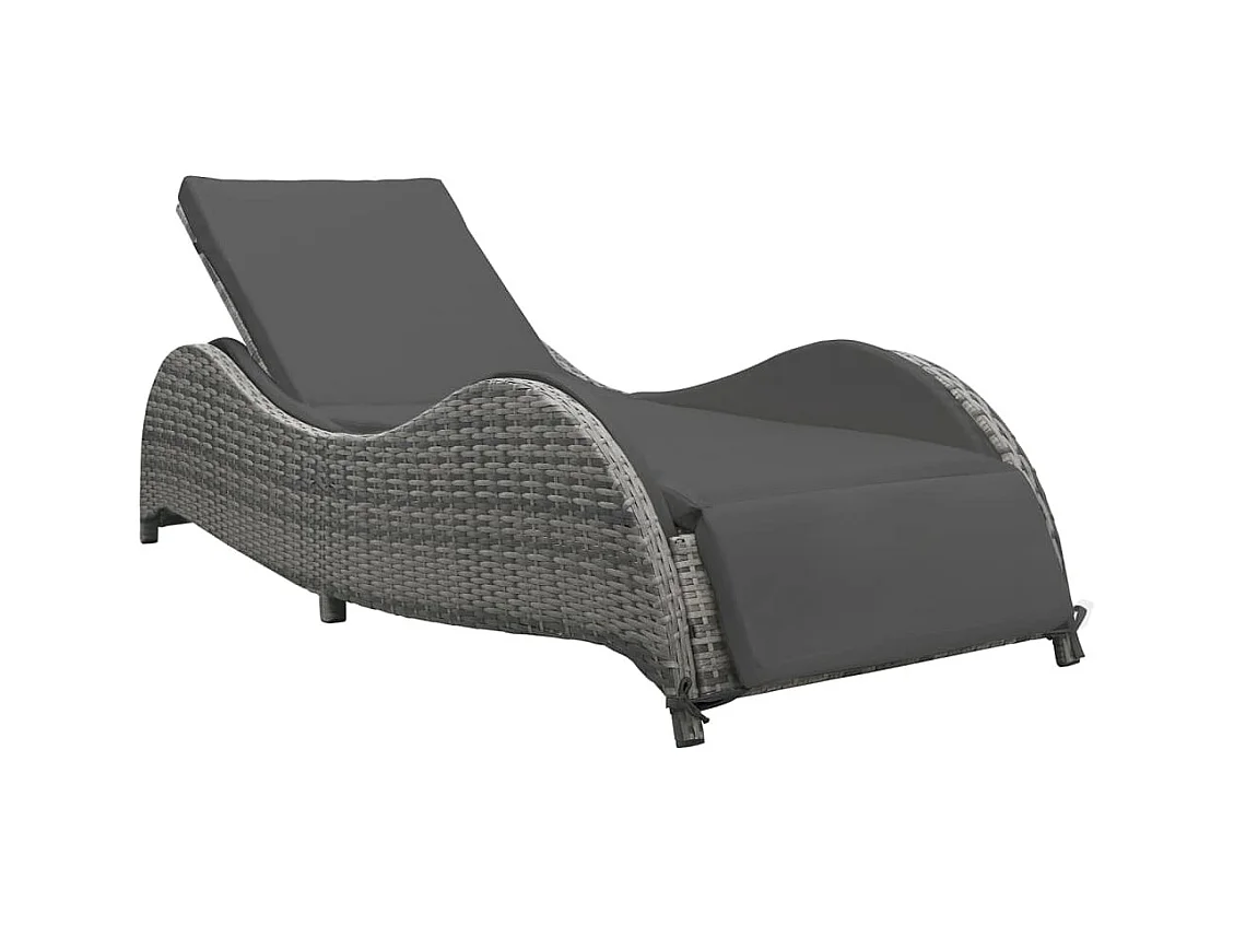 Chaise longue avec coussin Résine tressée Anthracite