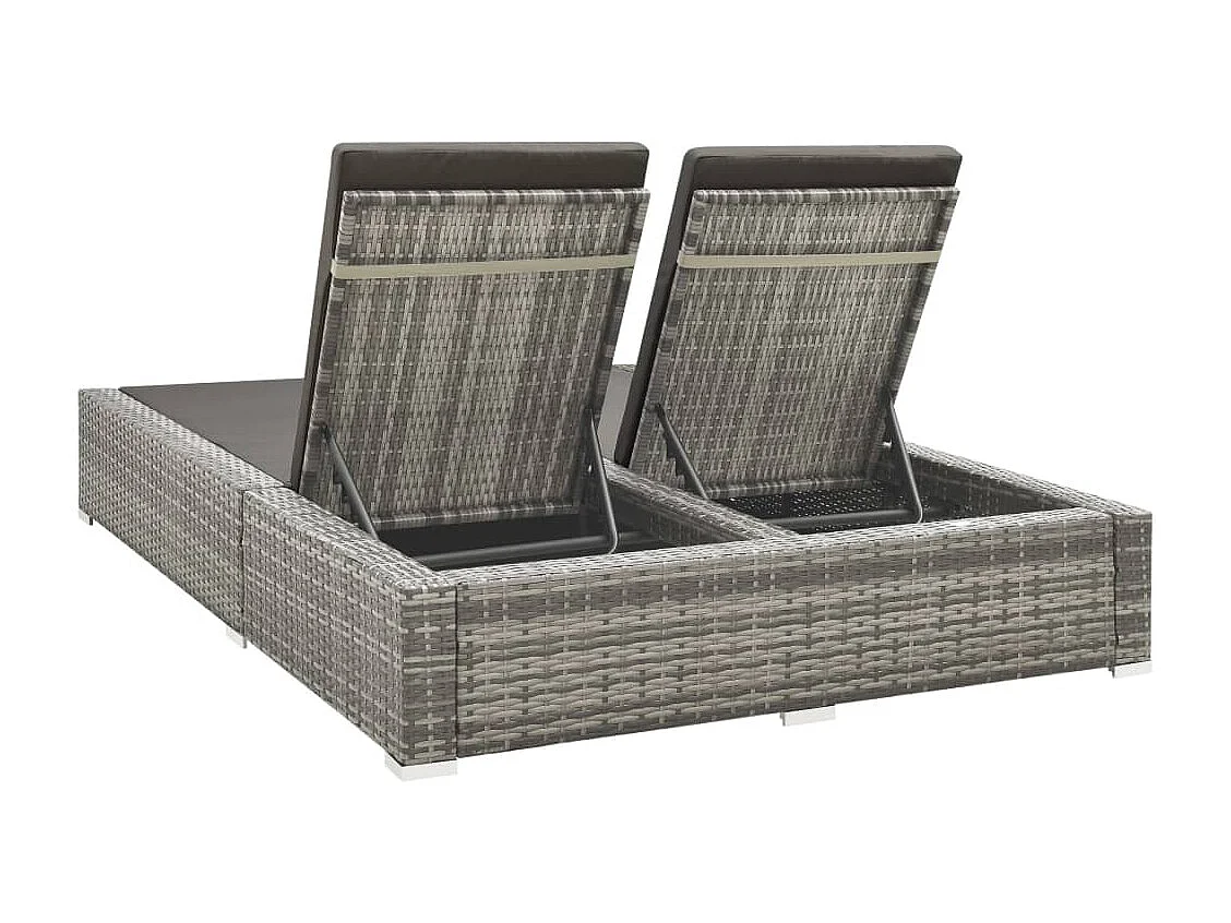 Chaise longue double Résine tressée Gris