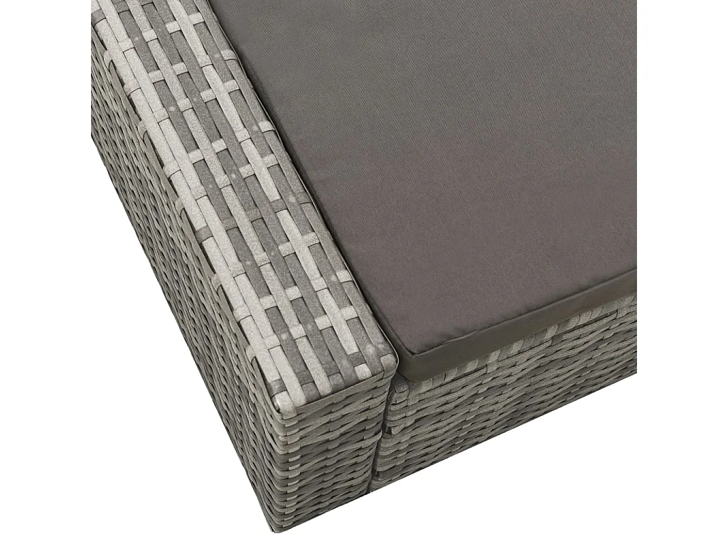 Chaise longue double Résine tressée Gris