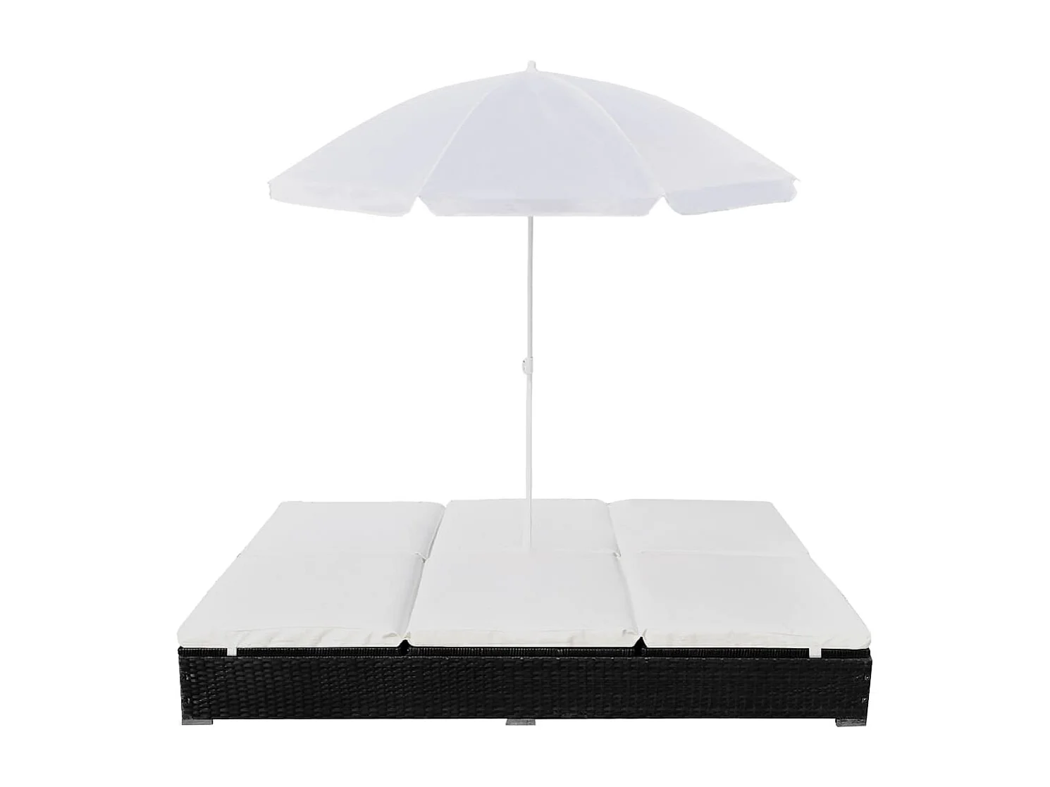 Outdoor-Loungebett mit Sonnenschirm Poly Rattan Schwarz