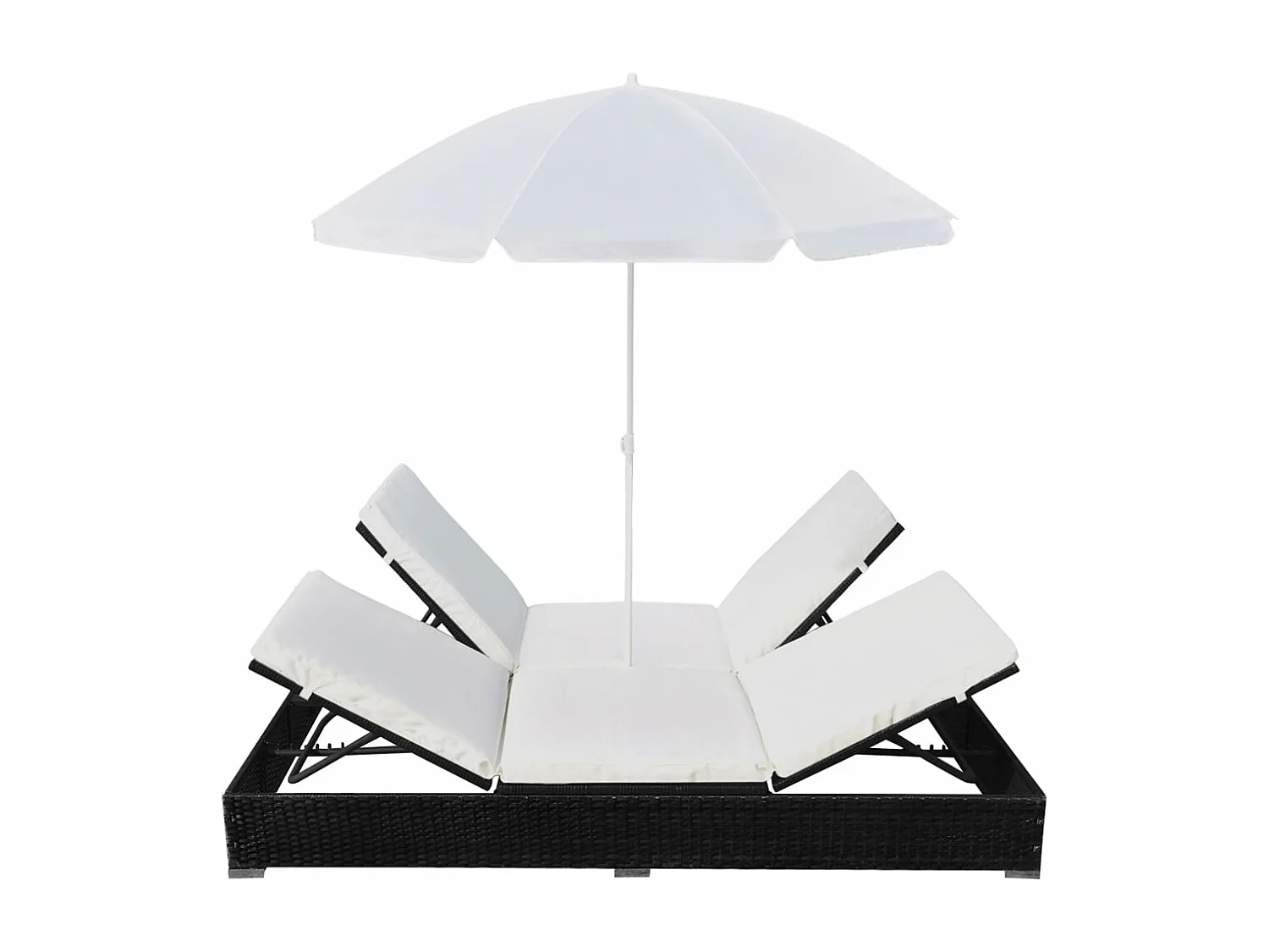 Outdoor-Loungebett mit Sonnenschirm Poly Rattan Schwarz